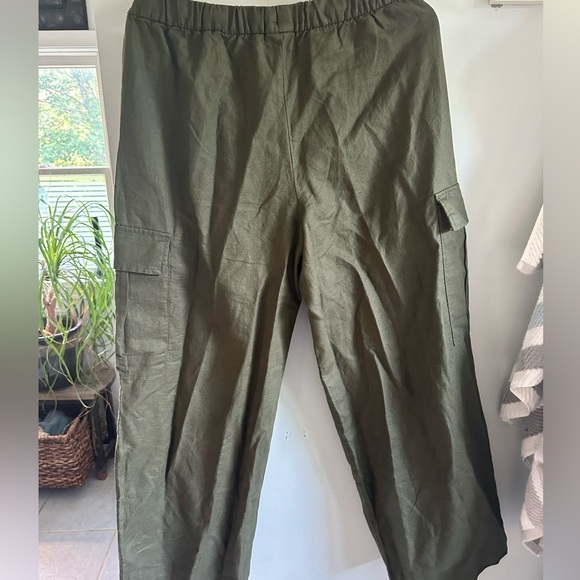 Gap Midrise army green cargo linen pants nwt - Picture 6 of 6